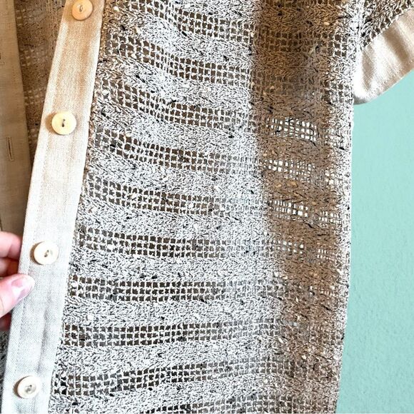 Vintage short sleeve linen mesh button down shirt - Picture 2 of 11